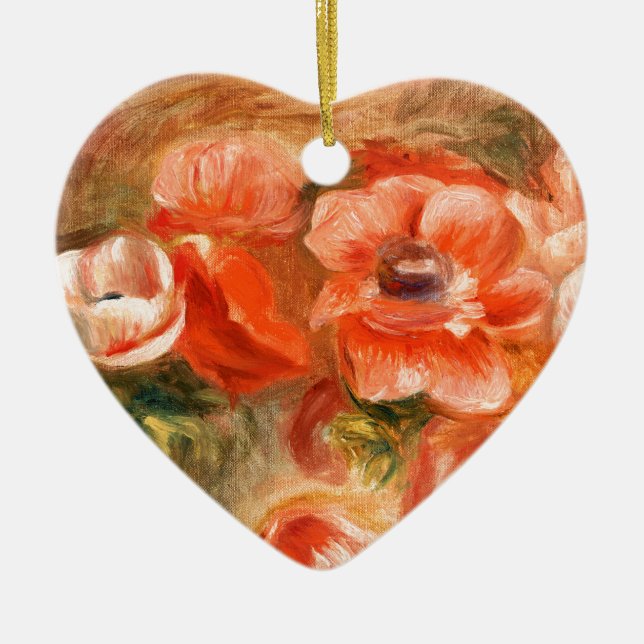 Anemones by Renoir Impressionist Painting Ceramic Tree Decoration (Front)