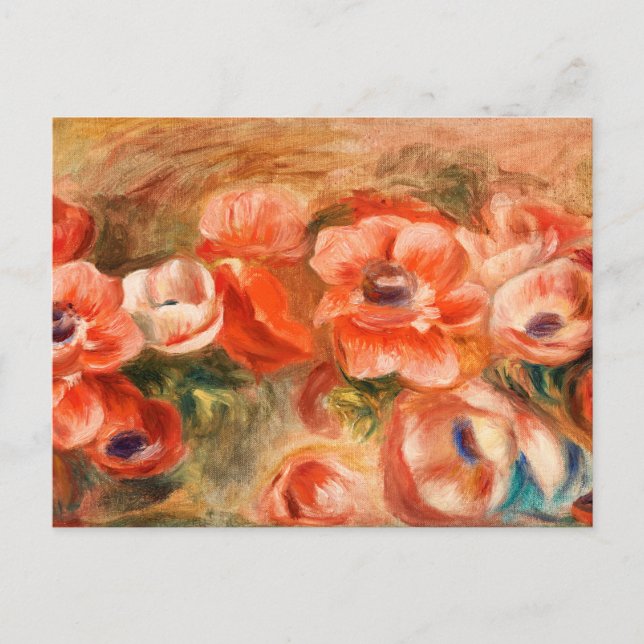 Anemones by Renoir Impressionist Painting Holiday Postcard (Front)