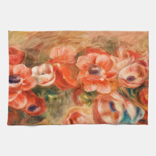 Anemones by Renoir Impressionist Painting Tea Towel
