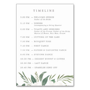 Anemones & Eucalyptus Wedding Timeline &  Table Number