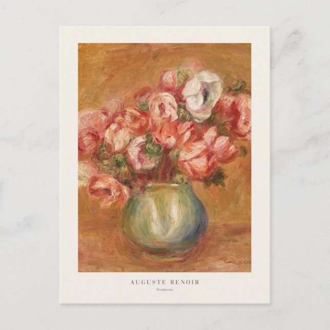 Anemones Flower in a Vase Auguste Renoir Postcard (Front)