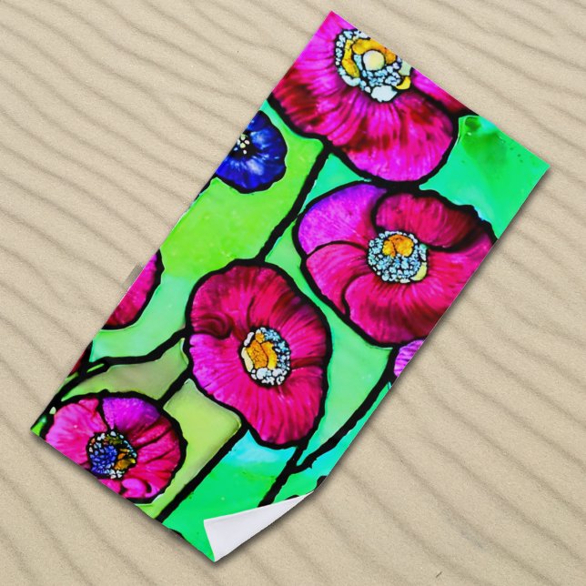 Anemones glass art beach towel (Creator Uploaded)
