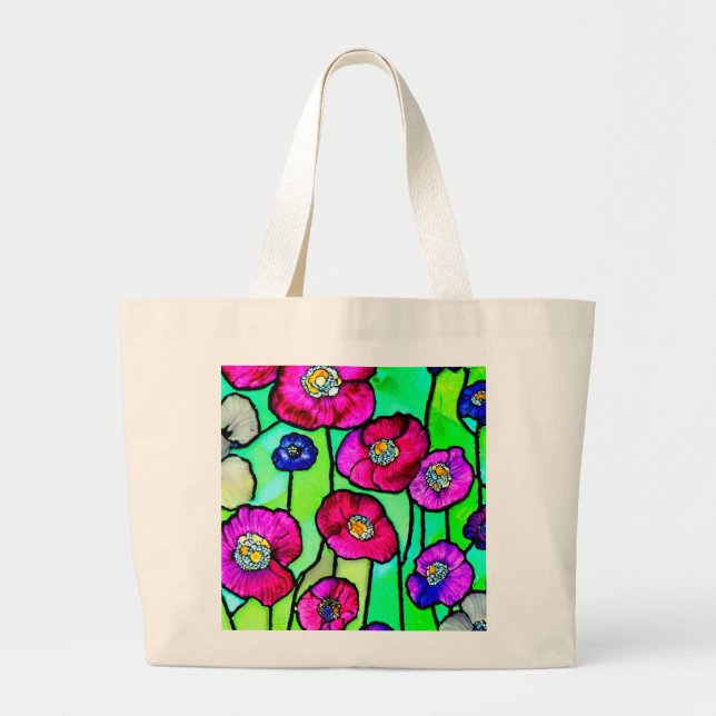 Anemones glass art large tote bag (Front)