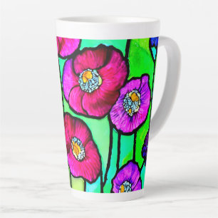 Anemones glass art latte mug
