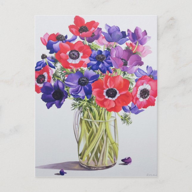 Anemones in a glass jug 2007 postcard (Front)