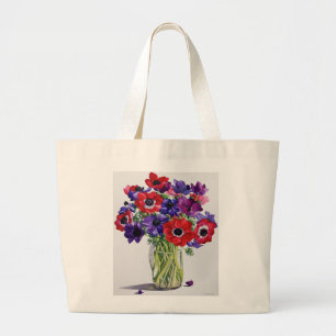 Anemones in a Glass Jug Large Tote Bag