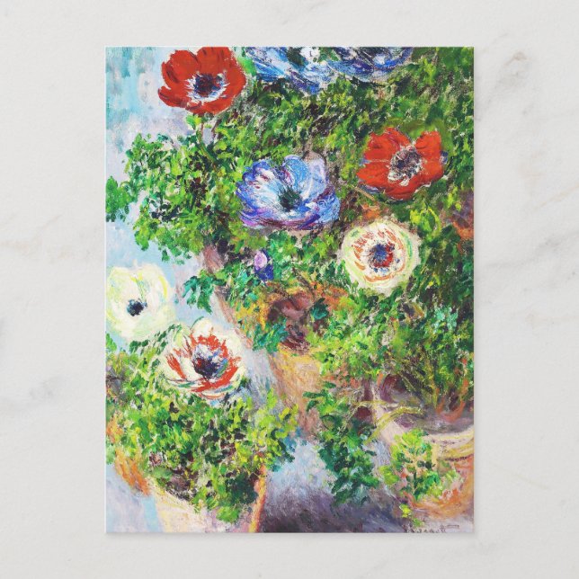 Anemones in Pot Claude Monet flower paint Postcard (Front)