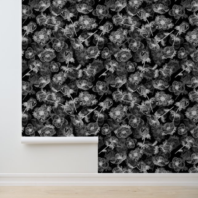 Anemones Pattern Elegant Floral Design Wallpaper (Application)