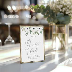 Anemones Sage & Dusty Eucalyptus Guest Book Sign Invitation