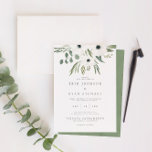 Anemones Sage & Dusty Green Eucalyptus Wedding Invitation<br><div class="desc">Design features a bouquet of watercolor greenery, eucalyptus, sage and anemones hand-drawn specially for the «Evergreen Garden» Wedding Invitation Collection. To change your names, wedding location and date, and other details, click «Personalise». View the collection link on this page to see all of the matching items in this beautiful design...</div>