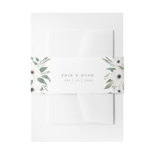 Anemones Sage & Dusty Green Eucalyptus Wedding  Invitation Belly Band