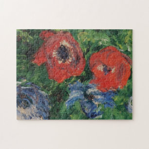 Anemones & Tulips in a Blue Vase Monet Fine Art Jigsaw Puzzle