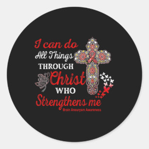 Aneurysm Awareness Brain Aneurysm Warrior Christ  Classic Round Sticker