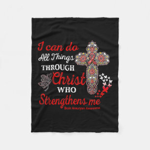 Aneurysm Awareness Brain Aneurysm Warrior Christ Fleece Blanket