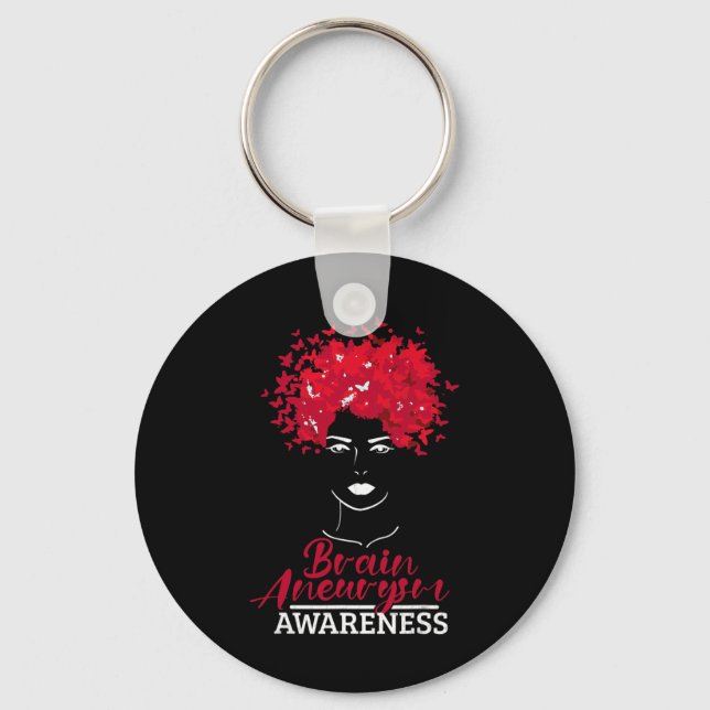 Aneurysm Awareness Brain Surgery Supporter Graphic Key Ring (Front)