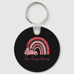 Aneurysm Awareness Burgundy Gnomes Truck Rainbow Key Ring