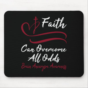 Aneurysm Awareness Burgundy Ribbon Christian Cross Mouse Mat