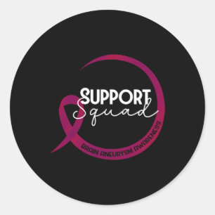 Aneurysm Awareness Burgundy Ribbon Support Squad Classic Round Sticker