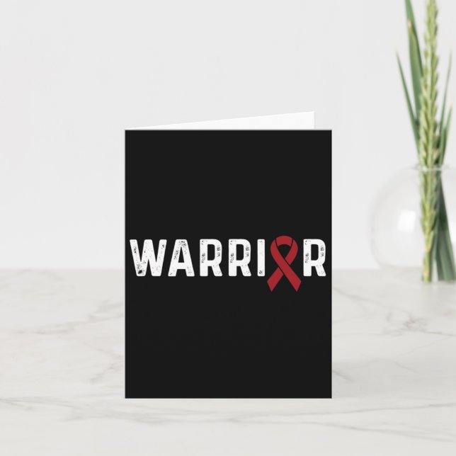 Aneurysm Awareness Burgundy Ribbon Warrior  Card (Front)