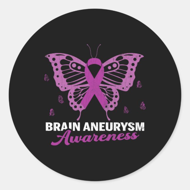 Aneurysm Awareness Butterfly Surgery Support Graph Classic Round Sticker (Front)