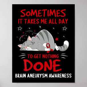 Aneurysm Awareness Cat Ribbon  Poster