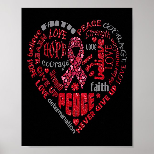 Aneurysm Awareness Heart Words Ba  Poster (Front)