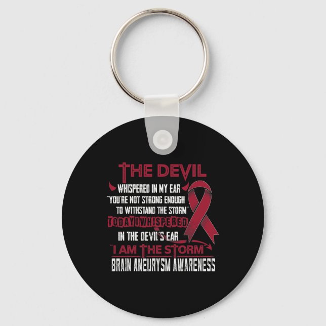 Aneurysm Awareness I Am The Storm Devil  Key Ring (Front)
