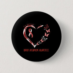 Aneurysm Awareness I'm Survivor Heart Ribbon 1 6 Cm Round Badge