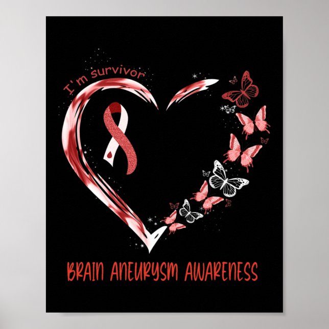 Aneurysm Awareness I'm Survivor Heart Ribbon 1  Poster (Front)
