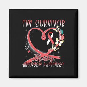 Aneurysm Awareness I'm Survivor Heart Ribbon  Magnet
