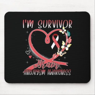 Aneurysm Awareness I'm Survivor Heart Ribbon Mouse Mat