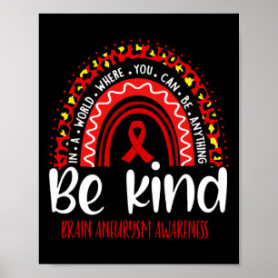 Aneurysm Awareness Leopard Rainbow Choose Kindness Poster