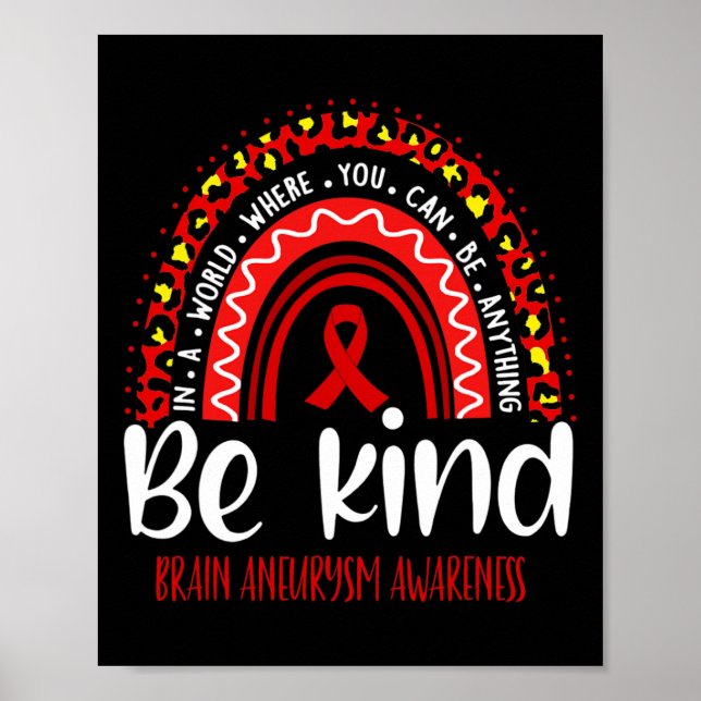 Aneurysm Awareness Leopard Rainbow Choose Kindness Poster (Front)