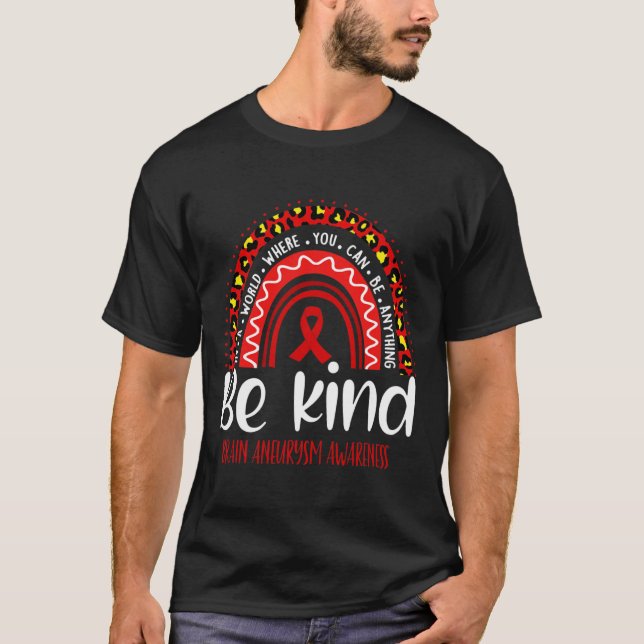 Aneurysm Awareness Leopard Rainbow Choose Kindness T-Shirt (Front)