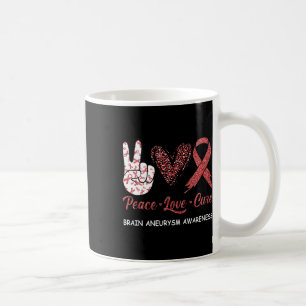 Aneurysm Awareness Peace Love Cure Leopard 1 Coffee Mug