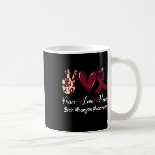 Aneurysm Awareness Peace Love Hope Burgundy Ribbon Coffee Mug