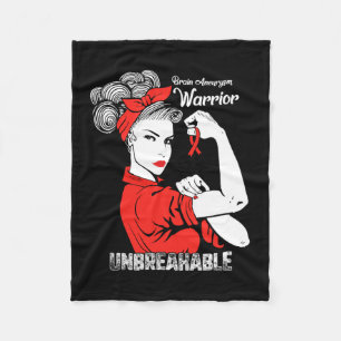 Aneurysm Awareness Strong Unbreakable Women Red Ri Fleece Blanket