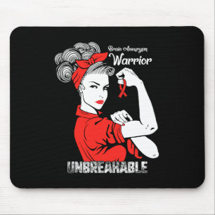 Aneurysm Awareness Strong Unbreakable Women Red Ri Mouse Mat