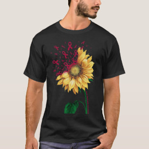 Aneurysm Awareness Sunflower Burgundy Ribbon Fight T-Shirt