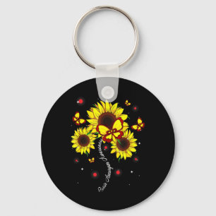 Aneurysm Awareness Sunflower Butterfly Ribbon  Key Ring