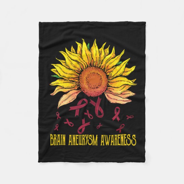 Aneurysm Awareness Sunflower  Fleece Blanket (Front)