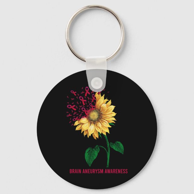 Aneurysm Awareness Sunflower  Key Ring (Front)