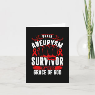 Aneurysm Awareness Survivor By God Grace Red Ribbo Card