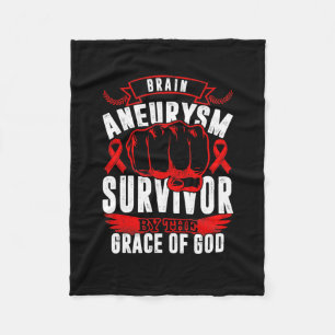 Aneurysm Awareness Survivor By God Grace Red Ribbo Fleece Blanket