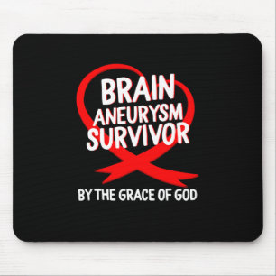 Aneurysm Awareness Survivor By God Grace Red Ribbo Mouse Mat