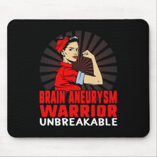 Aneurysm Awareness Unbreakable Women Red Ribbon Fl Mouse Mat