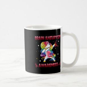 Aneurysm Awareness Unicorn Dabbing Burgundy Ribbon Coffee Mug