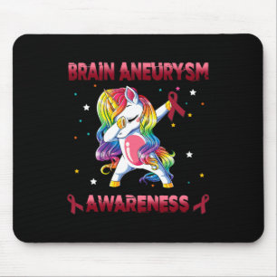 Aneurysm Awareness Unicorn Dabbing Burgundy Ribbon Mouse Mat