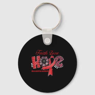 Aneurysm Awarenesshope Ribbon Sunflower Key Ring
