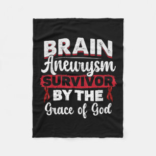 Aneurysm Survivor By The Grace Of God Burgundy Rib Fleece Blanket